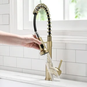 Brushed Gold Pull Down Kitchen Sink Faucet Brushed Gold Swivel Spout Kitchen Tap Hot And Cold Water Kitchen Mixer