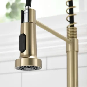 Brushed Gold Pull Down Kitchen Sink Faucet Brushed Gold Swivel Spout Kitchen Tap Hot And Cold Water Kitchen Mixer