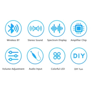 DC5V Dual Channel Amplifier Kit LED Bluetooth Speaker DIY Kit Music Spectrum Rhythm Light Audio DIY Electronic Kits