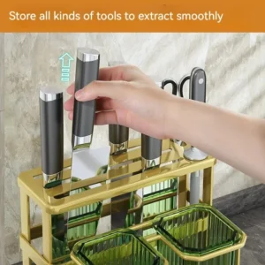 Kitchen Chopstick Barrel Knife Rack Home Drain Shelf Put the Container Put Chopsticks Basket Bucket Wall Hanging Multi-layer Cou