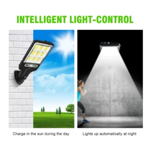 Powerful PIR Motion Sensor Smart Remote Control Led COB IP65 Waterproof Solar Light Garden Outdoor Solar Wall Street Lamp Outdoo