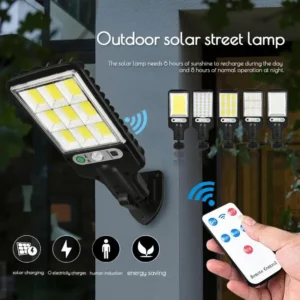 Powerful PIR Motion Sensor Smart Remote Control Led COB IP65 Waterproof Solar Light Garden Outdoor Solar Wall Street Lamp Outdoo